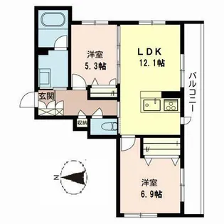 シャーメゾン ドエル下鴨【0201号室】の間取り
