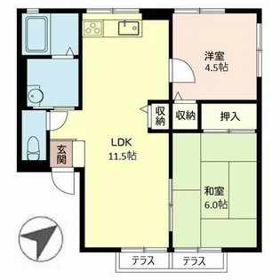 イーストフィールドII【0102号室】の間取り