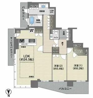 北浜ミッドタワー【39階】の間取り