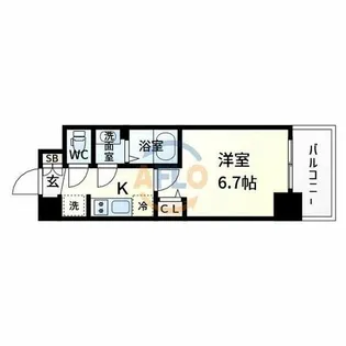 プレサンス塚本グランゲート【6階】の間取り