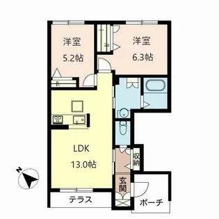 ラテール平城B【0102号室】の間取り