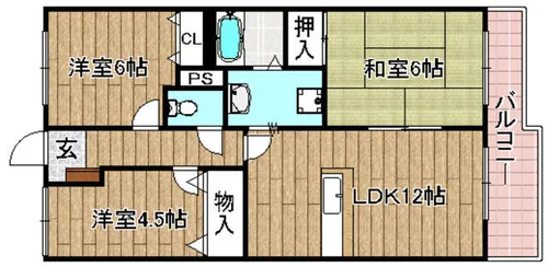 サンパティオ A棟【102号室】の間取り