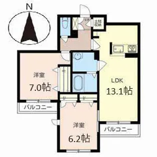 リバークレスト舟山【0203号室】の間取り