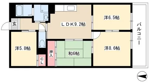 レジデンス光和Ⅲ【302号室】の間取り