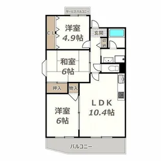 パークヴィラ長居公園【307号室】の間取り