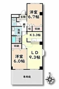 クオーレ鶴里【1階】の間取り
