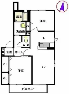 クレース・モール A棟【A0201号室】の間取り