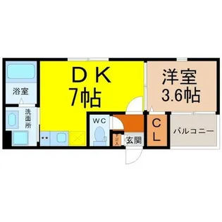 ソレイユ太閤通【103号室】の間取り