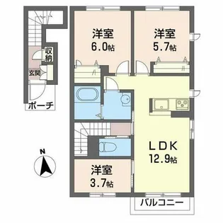 シャーメゾン園部【0203号室】の間取り