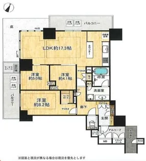 ジオタワー大阪十三【25階】の間取り