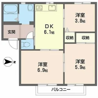 ディアコート A・B【A205号室】の間取り