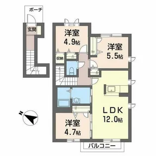 ボナール千且【0201号室】の間取り