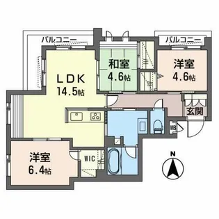 オレア北山【0401号室】の間取り