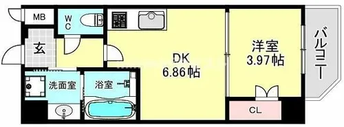 クローバー・レジデンス弁天町【9階】の間取り