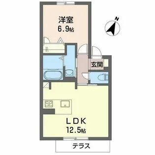 シャーメゾン赤い屋根【0102号室】の間取り