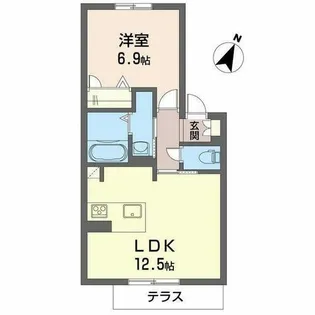 シャーメゾン赤い屋根【0102号室】の間取り