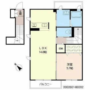 DearCourt大川中央 B棟【2階】の間取り