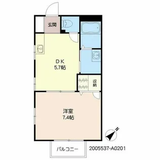 ドゥソレイユ21 A棟【A0201号室】の間取り