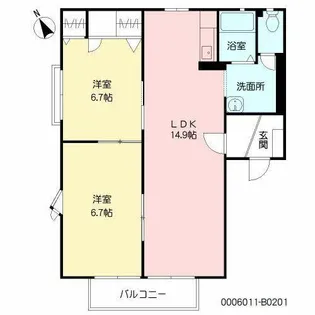フレグランス常磐 B棟【B0201号室】の間取り