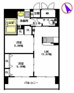 シャーメゾングランドソレイユ門司【A0504号室】の間取り