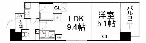 ネットフローラ天満橋【9階】の間取り