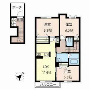 ラテール平城A【0202号室】の間取り