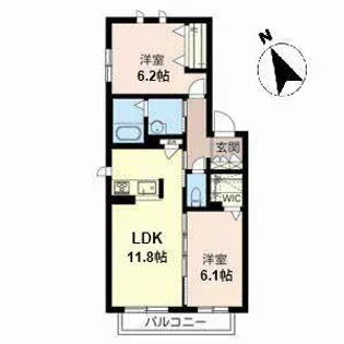 シャーメゾン柿の木【0205号室】の間取り