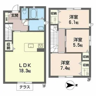 シャーメゾン嵐山【0102号室】の間取り