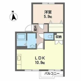 タウニー中長尾【0201号室】の間取り
