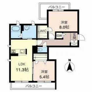 シャーメゾン春日【0205号室】の間取り