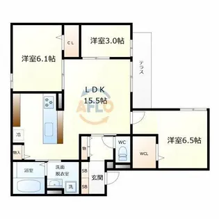 Clashist清水丘East【1階】の間取り