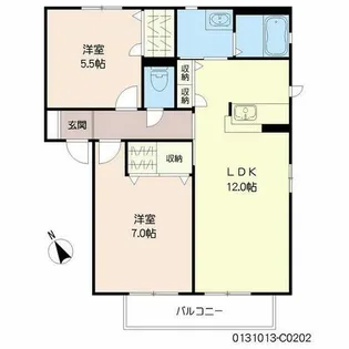 スリーゼ C棟【C0202号室】の間取り