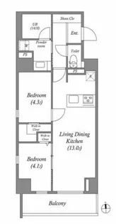 JP noie 上町台龍造寺【3階】の間取り
