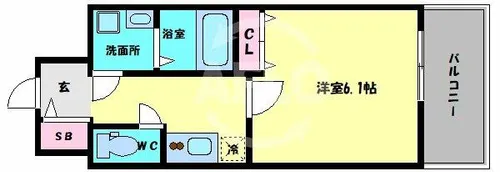 レジュールアッシュ天王寺クレア【7階】の間取り