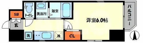 エステムコート難波サウスプレイスⅦリアン【9階】の間取り