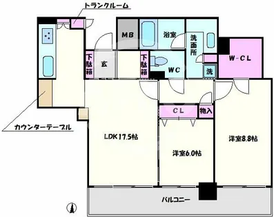 ライオンズマンション大阪スカイタワー【15階】の間取り