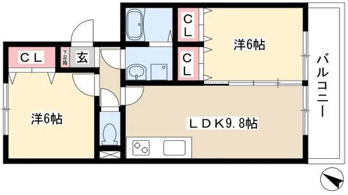 ココガーデン【102号室】の間取り