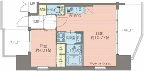 1LDKの間取り画像