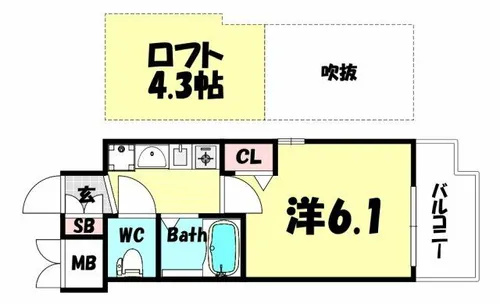エステムコート三宮EASTポルトマーレ【6階】の間取り