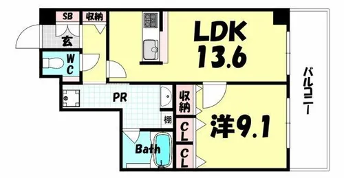 ロイヤルヒル神戸三宮【13階】の間取り