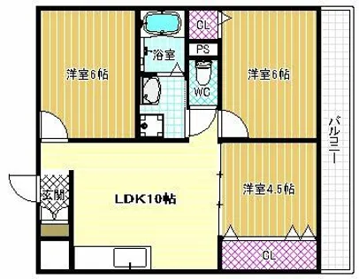 ベルドミール天美【2階】の間取り