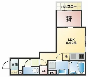 THE NOBLES 花畑駅前【3階】の間取り
