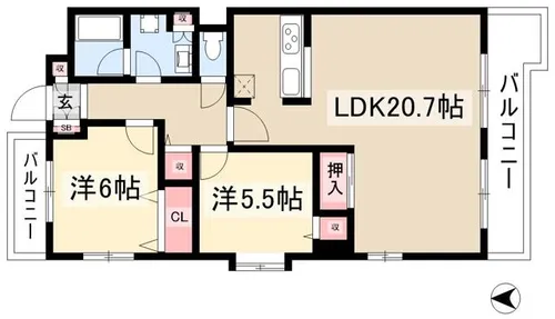 マルベリー上更【8階】の間取り