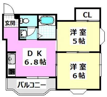 ヴァイセスシュロス南茨木【302号室】の間取り