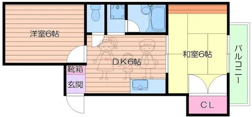コスモコーポ北田辺【5階】の間取り