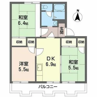 タウニーモイスン【1階】の間取り