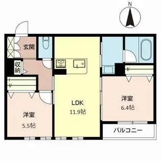 シャーメゾン京 御所ノ内A【2階】の間取り