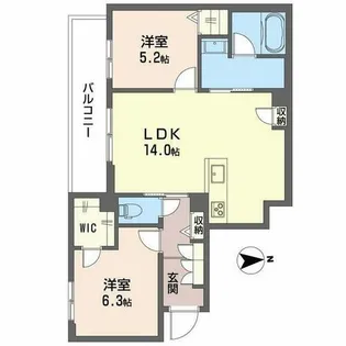 スプレンドーレ新金岡【0202号室】の間取り