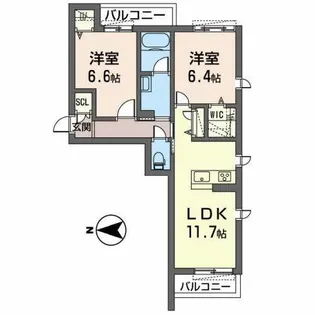 メゾン ド ソワ【2階】の間取り