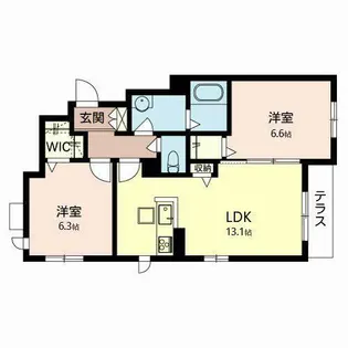 サンヴィアンテ長尾【0102号室】の間取り